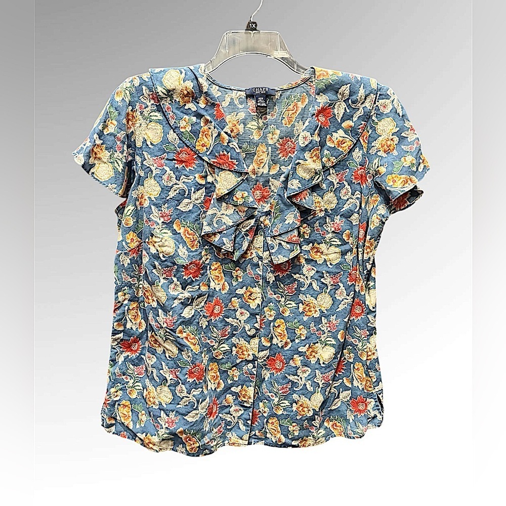 CHAPS Floral Blue blouse 18W